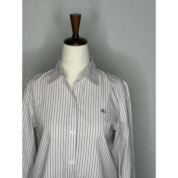 Lauren Ralph Lauren RL Crested Striped Oxford Shirt, Women’s Size Small - Picture 3 of 6